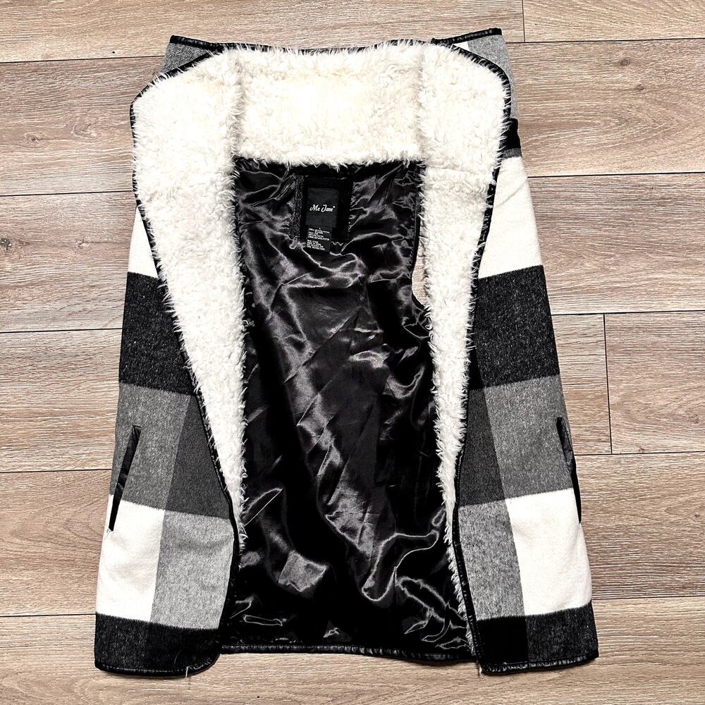 Women's Cottagecore Farmercore Wool Collar Open Front Shawl Vest Large